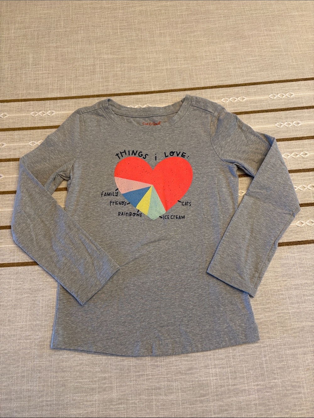 Cat & Jack Gray Long-Sleeve Things I Love Tee